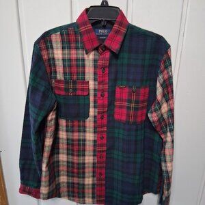 Polo Ralph Lauren Men's Color Block Flannel Button Down Shirt Sz M NWT
